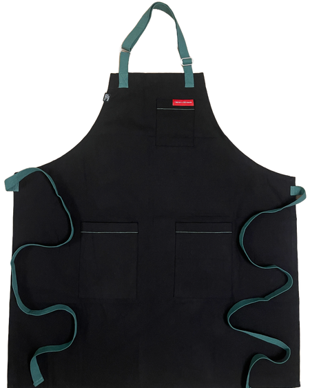 Black Apron with Sage straps