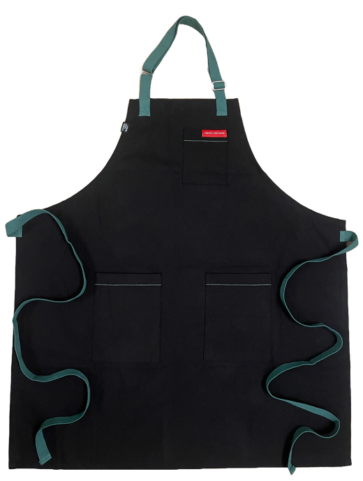 Black Apron with Sage straps