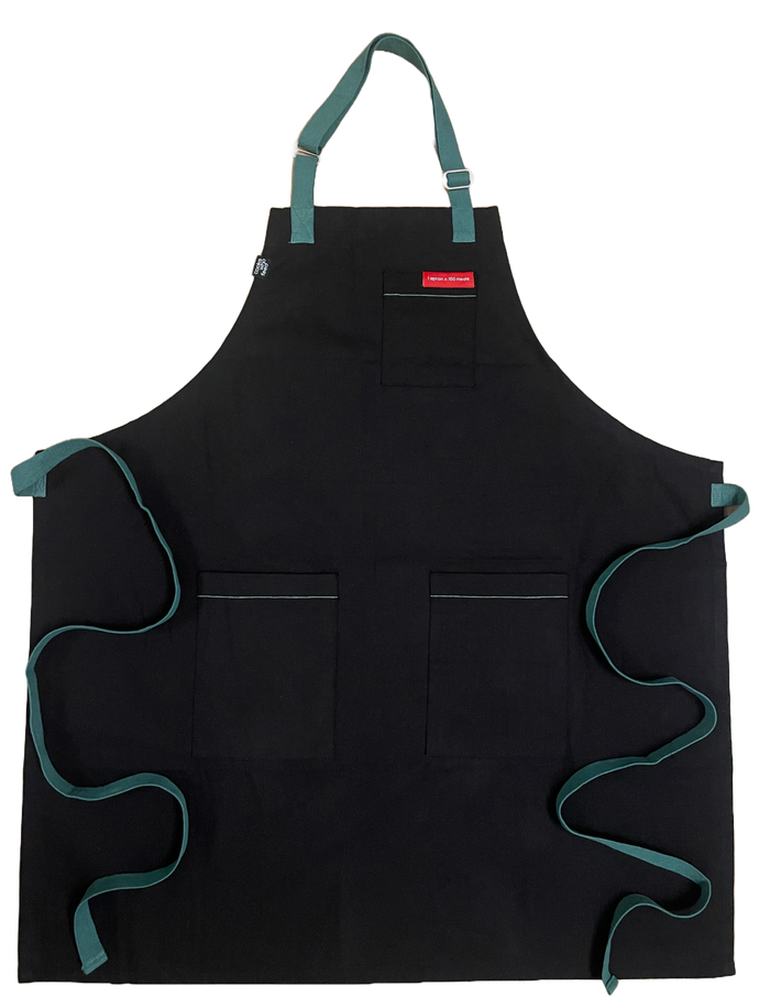 Black Apron with Sage straps